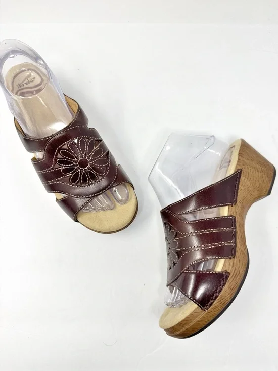 Dansko Suzy Leather Slip On Comfort Sandals Open Toe Brown Size 39 - Picture 1 of 7